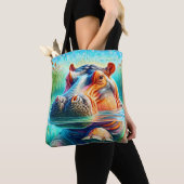 Colorful Hippo Tote Bag (Dichtbij)