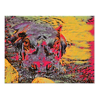 Colorful Hippopotamus Foto Afdruk