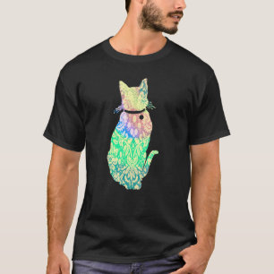 Colorful Hippy Cute Cat T-shirt