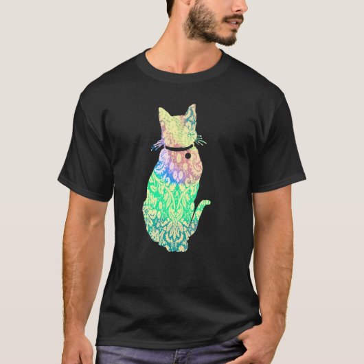 Colorful Hippy Cute Cat T-shirt (Voorkant)
