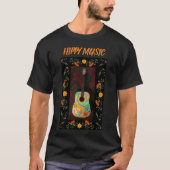 Colorful Hippy Flower Power Guitar T-shirt (Voorkant)
