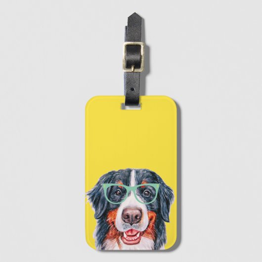 Colorful Hipster Bernese Mountain Dog Bagagelabel (Voorkant (verticaal))