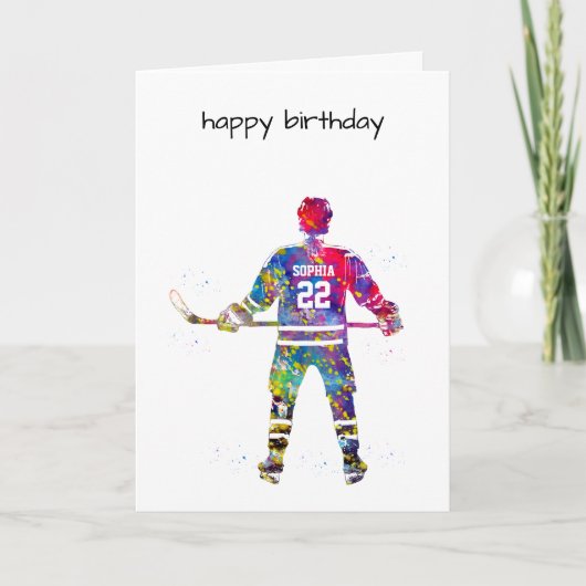Colorful Hockey Player Kaart (Voorkant)