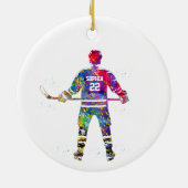 Colorful Hockey Player Keramisch Ornament (Achterkant)