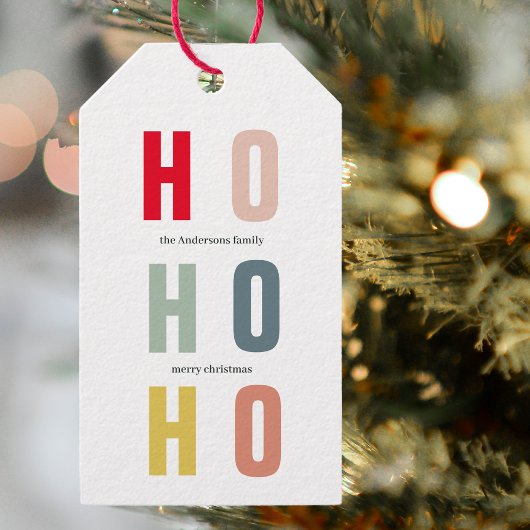 Colorful HOHOHO Kerstmis | PRETTIGE FEESTDAGEN Cadeaulabel