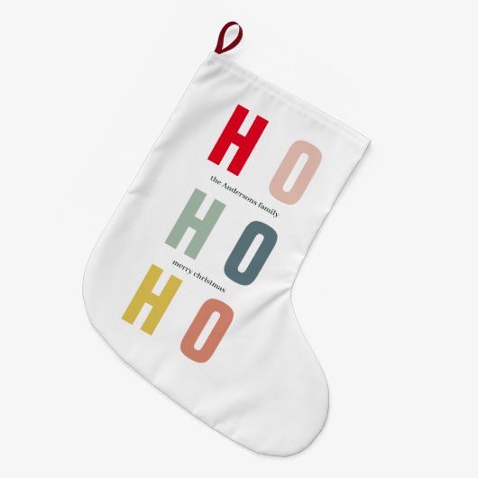 Colorful HOHOHO Kerstmis | PRETTIGE FEESTDAGEN Grote Kerstsok (Voorkant (Hangend))