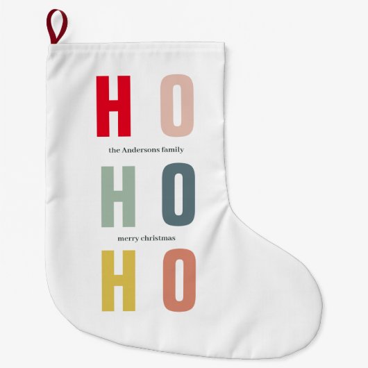 Colorful HOHOHO Kerstmis | PRETTIGE FEESTDAGEN Grote Kerstsok (Voorkant)