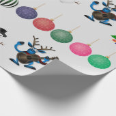 Colorful Holiday Fun Deer Snowman Wrapping Paper Cadeaupapier (Hoek)