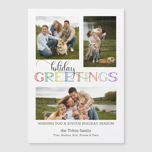 Colorful Holiday Greetings Typografie 3-Foto (Voorkant)