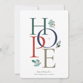 Colorful Holiday Hope Modern Botanical Berry Feestdagenkaart