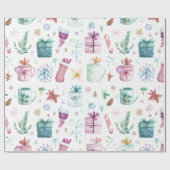 Colorful Holiday Joy – Watercolor Wrapping Paper Cadeaupapier (Vlak)