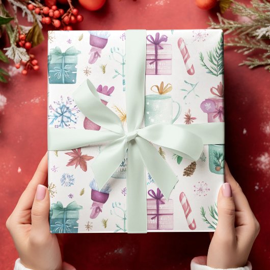 Colorful Holiday Joy – Watercolor Wrapping Paper Cadeaupapier