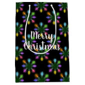 Colorful Holiday Lights Snowflake Medium Cadeauzakje (Voorkant)