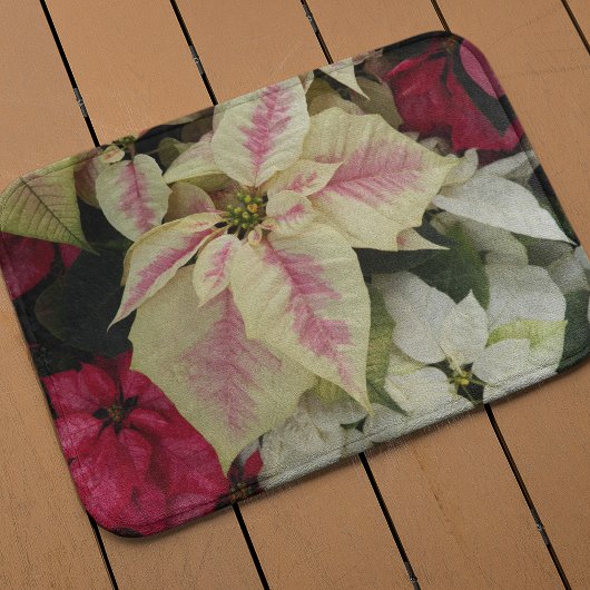 Colorful Holiday Poinsettias Floral Badmat