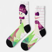 Colorful Holiday Snowman Name Typography Sokken (Links)