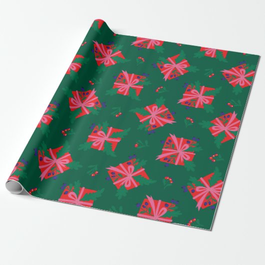 Colorful Holiday Wrapping Paper Cadeaupapier (Uitgerold)