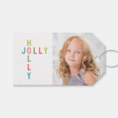 Colorful Holly Jolly Foto Cadeaulabel (Voorkant (Horizontaal))