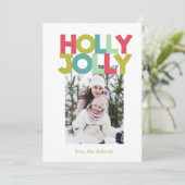 Colorful Holly Jolly-fotokerstkaart Kaart (Staand voorkant)