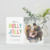 Colorful Holly Jolly| Kerstfoto Feestdagenkaart (Staand voorkant)