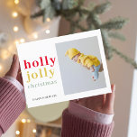 Colorful Holly Jolly Kerstmis met foto Briefkaart<br><div class="desc">Colorful Holly Jolly Kerstmis met foto</div>