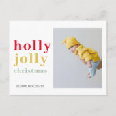 Colorful Holly Jolly Kerstmis met foto Briefkaart (Voorkant)