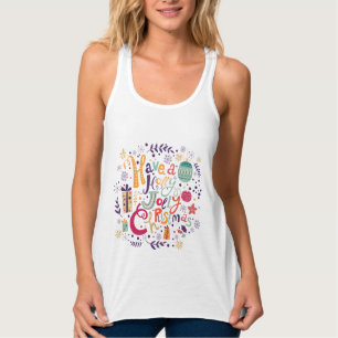 Colorful Holly Jolly Kerstmis Wreath Tanktop