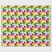 Colorful Holly Pattern Waterverf kerst Cadeaupapier (Vlak)