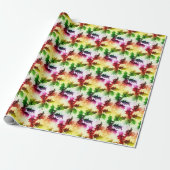 Colorful Holly Pattern Waterverf kerst Cadeaupapier (Uitgerold)