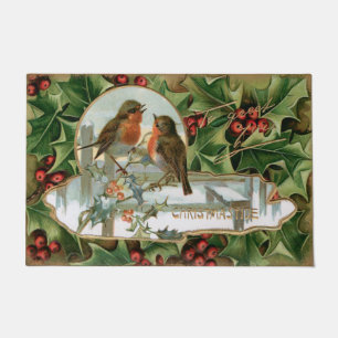 Colorful  Holly, Robins en Greeting Deurmat