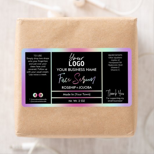 Colorful Holographic Face Serum Label (Insitu)