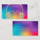 Colorful Holographic Gold Glitter Headphone DJ Visitekaartje (Voorkant / Achterkant)