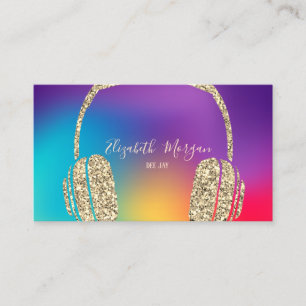 Colorful Holographic Gold Glitter Headphone DJ Visitekaartje