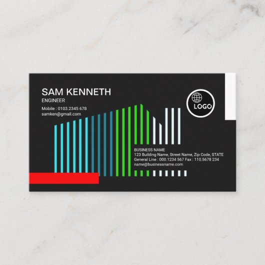 Colorful Home Structure Lines Engineer Visitekaartje (Voorkant)