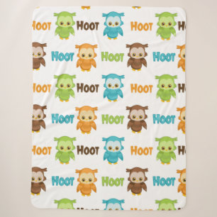 Colorful Hoot Owl Sherpa Blanket Deken