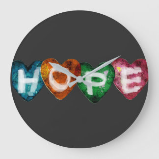 Colorful HOPE Hearts – Inspirational Love Typograp Grote Klok