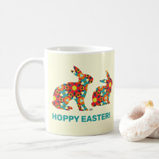 Colorful Hoppy Easter Bunny Koffiemok