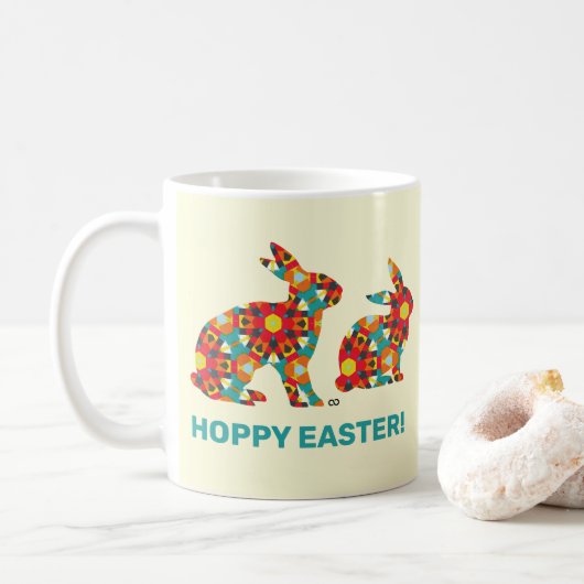 Colorful Hoppy Easter Bunny Koffiemok (Met donut)