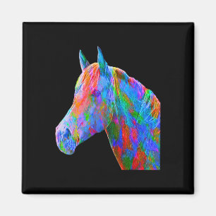 Colorful Horse Art Horseback Riding Lover Artsy Ho Magneet