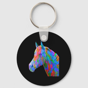 Colorful Horse Art Horseback Riding Lover Artsy Ho Sleutelhanger