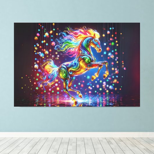 Colorful Horse Canvas Afdruk (Insitu (Houten vloer))