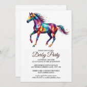 Colorful Horse Derby Party Invitation Kaart (Voorkant / Achterkant)