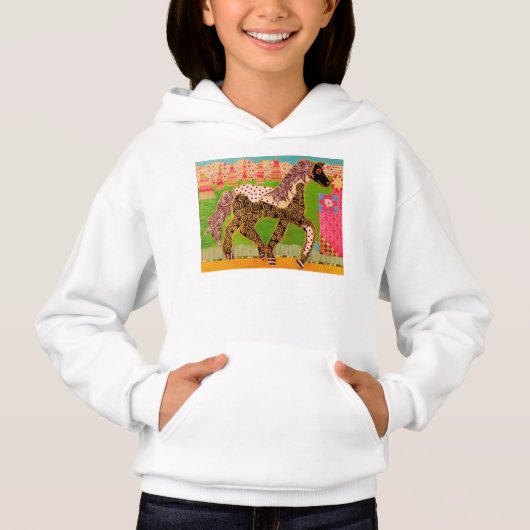 Colorful Horse Girls Hoodie Sweatshirt (Voorkant)