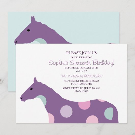 Colorful Horse Pattern Zestiende verjaardag Kaart (Voorkant / Achterkant)