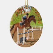 Colorful Horse & Rider Jumping Keramisch Ornament (Rechts)