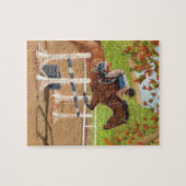 Colorful Horse & Rider Jumping Legpuzzel (Horizontaal)