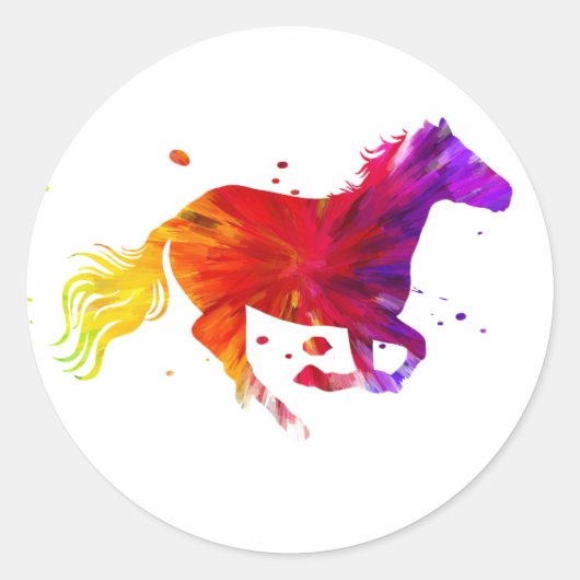 Colorful Horse Ronde Sticker (Voorkant)