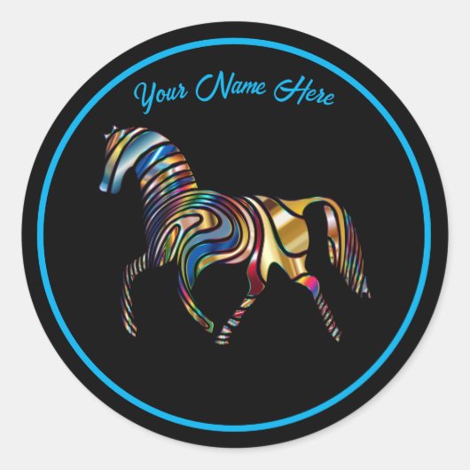 Colorful Horse Ronde Sticker (Voorkant)