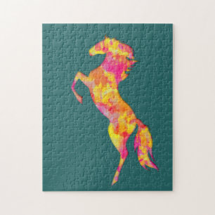 Colorful Horse silhouette Flames Abstract Elegant Legpuzzel