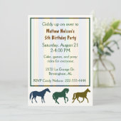 Colorful Horses Birthday Invitation Kaart (Staand voorkant)