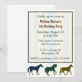 Colorful Horses Birthday Invitation Kaart (Voorkant / Achterkant)